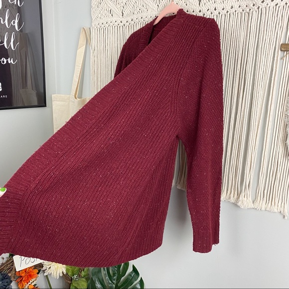CJ Banks Lace Up Back Heathered Maroon Knit Sweater Cardigan Size 1X - Picture 2 of 11